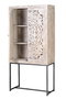 GINER Y COLOMER Vitrine en bois de manguier sculpté blanc vieilli et gris